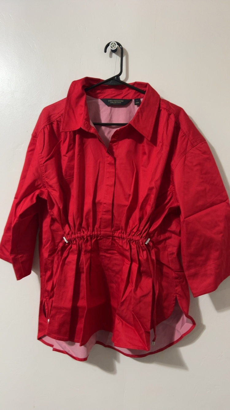 Carla Rockmore Women Red Shirt Large Drawstring Waist